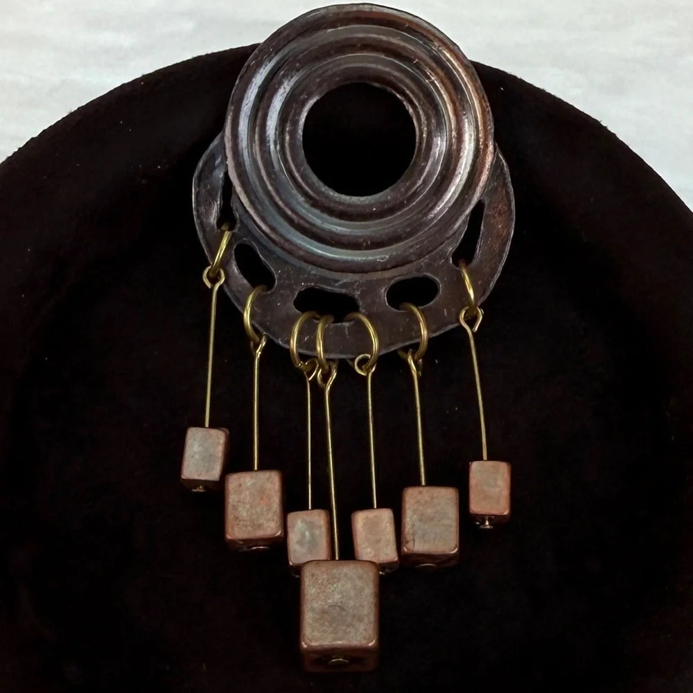 Vintage, modernist, aged metal, rust, accent brooch pin